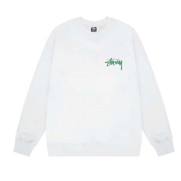 Men's Stussy White Statue Print Crew Neck Sweatshirt - Picture 1 of 7